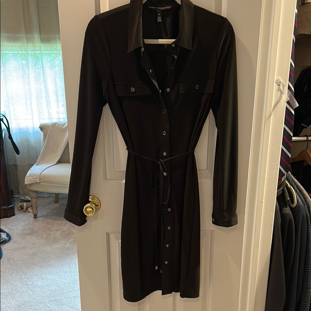 White House Black Market Black Buttoned Shirt Dress